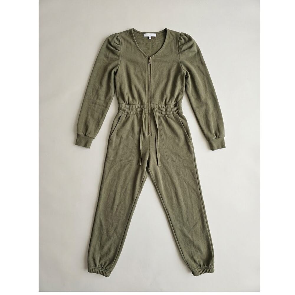 Rebecca Minkoff "Janine" Army Green 100% Cotton Sweatshirt Jogger Jumpsuit Small